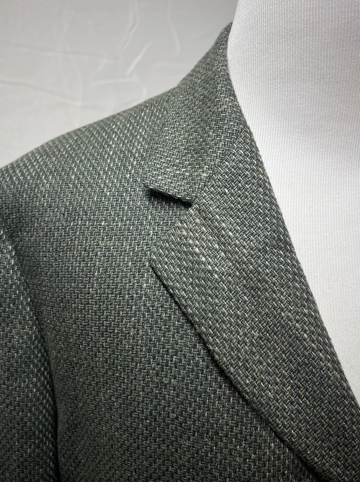 Ermenegildo Zegna Soft Men’s EU 52 / US 42 R Silk Wool Gray Woven Blazer Jacket - Image 3 of 4