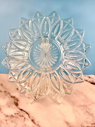 1960's vtg Federal Glass PETAL Sandwich/Serving Platter  16 Point Star 2 avail
