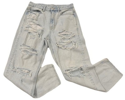 American Eagle Highest Rise Mom Jeans Size 6 Ripped Distressed Light Wash Denim