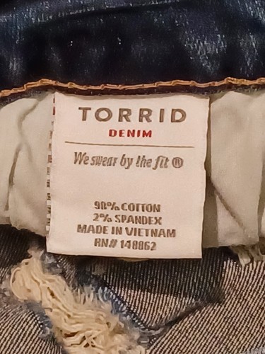 Torrid Jean Shorts 22 Button Fly Womens Denim Plus Size Stretch Raw Hem Cut Off - Picture 4 of 10