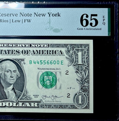 GEM 2013 $1 FEDERAL RESERVE NOTE- ASCENDING PAIRS LADDER #44556600-PMG #65EPQ - Picture 2 of 4