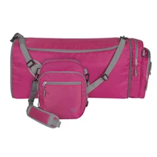 NEW TRAVELON COMPACT CONVERTIBLE CROSSBODY DUFFEL BAG WITH STRAP BERRY
