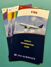 9 US AIRWAYS SAFETY CARDS SET