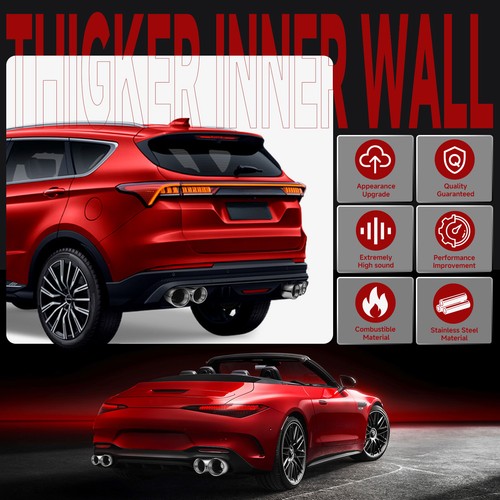 2.5" to 3.5" Quad Double Wall Dual Exhaust Tips For Chevy Silverado 1500 19-25 - Bild 6 von 7