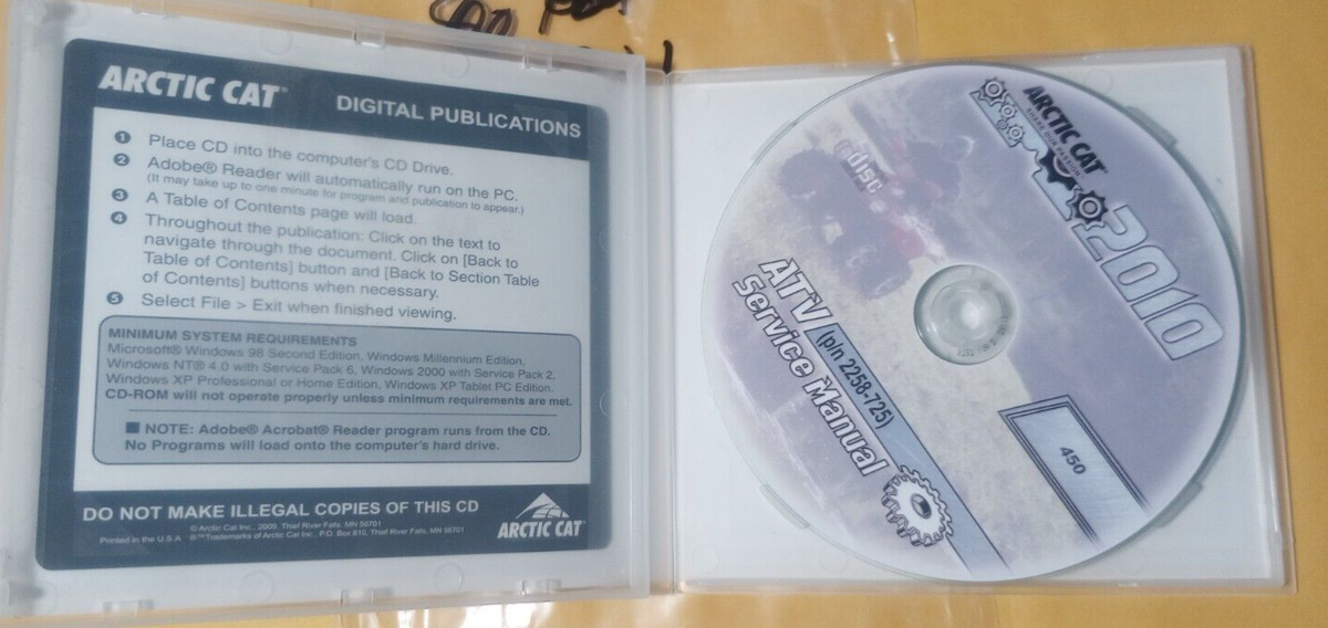 Arctic Cat Used 2010 450 ATV Service Manual CD 2258-725 (S-801) | eBay