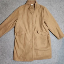 Women's 3XL Brown Overcoat Time and Tru 24w 26w Full Zip Polyester Tan Beige
