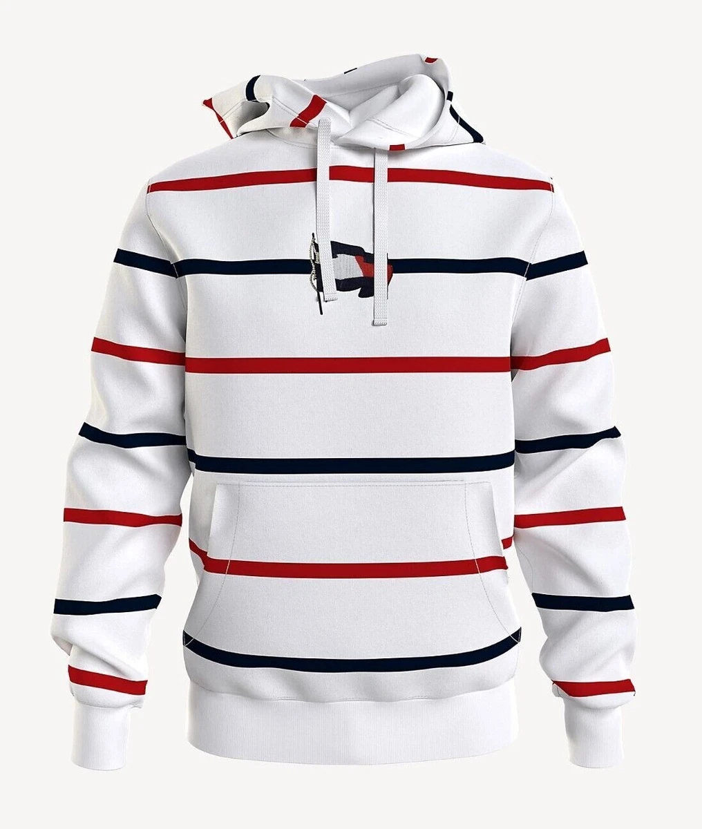 NWT Men's Tommy Hilfiger Stripe Wavy Flag Hoodie Sweatshirt Outerwear | eBay