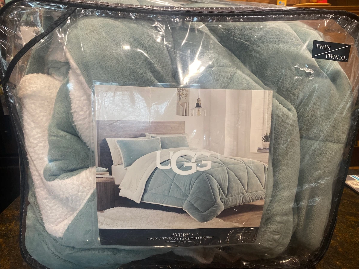 UGG Avery Twin Twin XL Plush Sherpa Comforter 68x86 Agave Blue