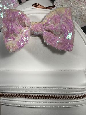 Disney Loungefly Minnie Mouse White Iridescent Sequin Bow  display picture 1