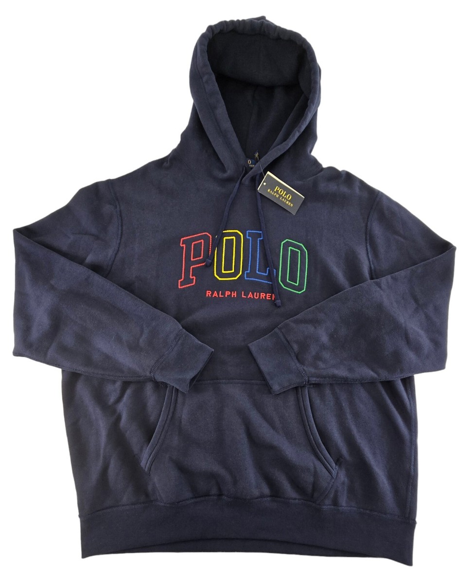 ★★POLO RALPH LAUREN★★ Long sleeve sweatshirt hoodie navy Polo RL Men's Long Sleeve Jersey Knit Pullover Hoodie (Navy