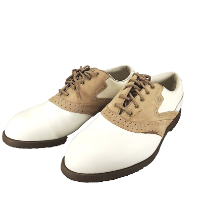Footjoy Men\'s E-Comfort Brown Leather Lace Up Golf Shoes Size 9 M FootJoy eComfort Leather Golf Shoes 57778 Soft Spikes Mens  main image 2