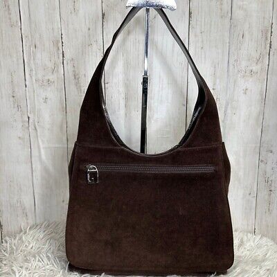 GUCCI Brown Suede Leather Shoulder Bag USED VG Auth Vintage GUCCI Brown Suede Leather Shoulder Bag USED VG Auth Vintage