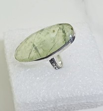 Green Prehnite Oval Shape Handmade Gemstone Ring Jewelry Ring Size 8.5 inches