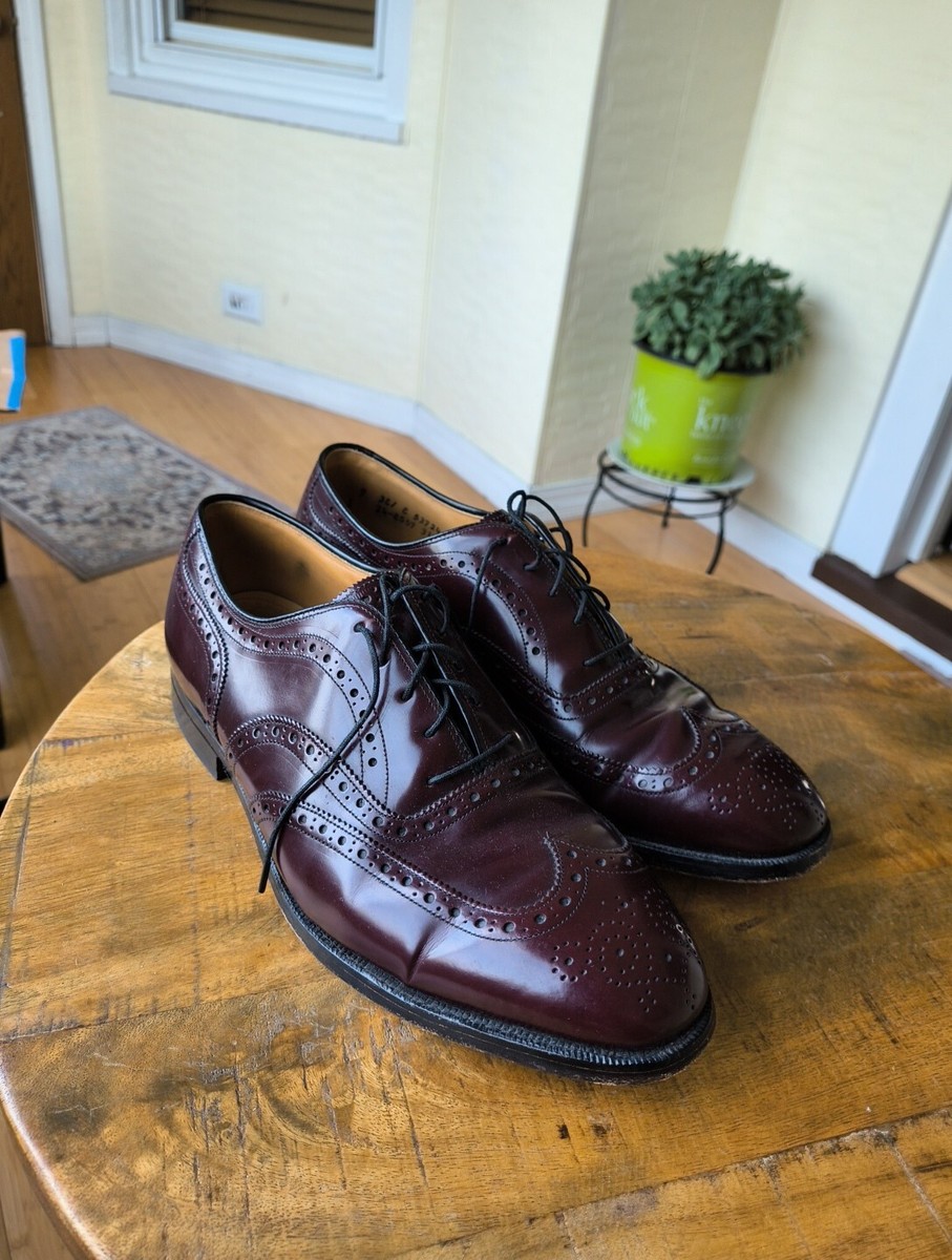 Johnston Murphy Aristocraft Oxford Wingtip Medallion Men Shoes 9 E
