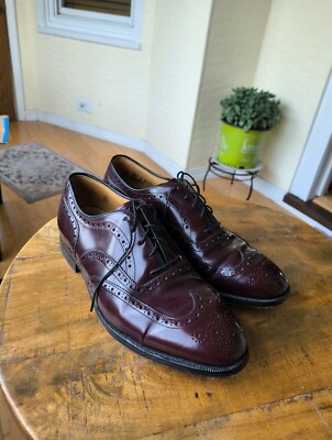 Johnston Murphy Aristocraft Oxford Wingtip Medallion Men Shoes 9 E USA