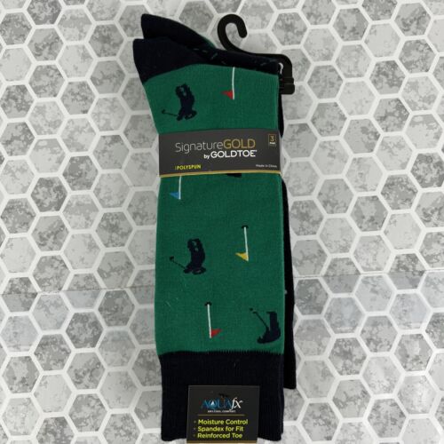 Set of 3 Pairs Men's Socks Signature Gold by GOLDTOE Golf Golfing Themed