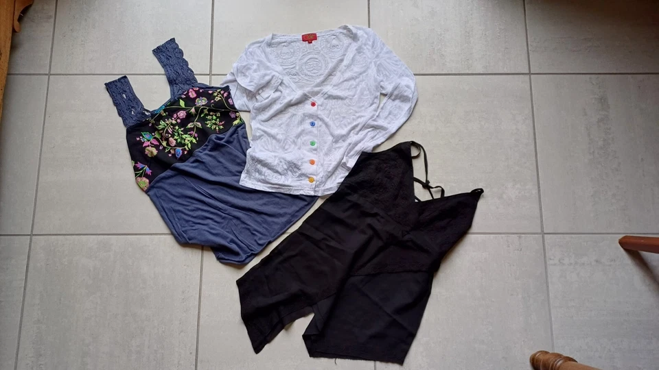 LOT"COLINE"DEBARDEUR/DEBARDEUR FINES BRETELLES/VESTE TRANSPARENTE/COMME NEUF/ M - Photo 1/1