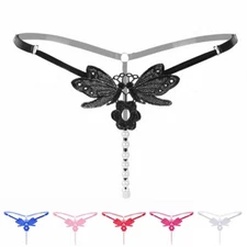 Sexy Women's Crotchles Panty Lace Floral Pearl Thong G-string Lingerie Underwear