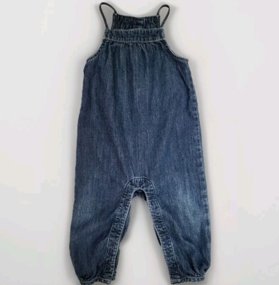 BabyGap 12-18m Girl's Dark Wash Denim Long Pant Halter Top Strap Neckline Romper