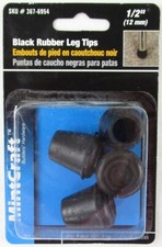 NOS MintCraft Black Rubber Leg Tips, 1/2" 12 mm , 4 Pcs., 367-6954