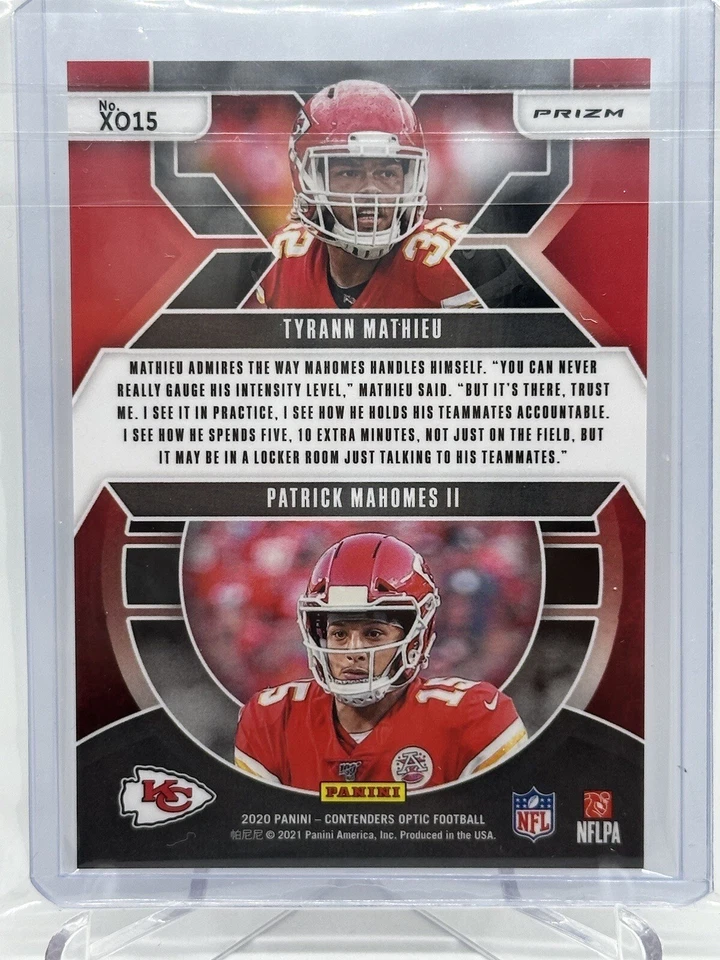 2020 Contenders Optic Xs and Os SIlver Prizm- Patrick Mahomes, Mathieu Chiefs! - Image 2 of 2