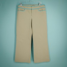Armani Exchange Size 8 Tan Khaki Blue Detail Straight Wide Leg Cotton Pants