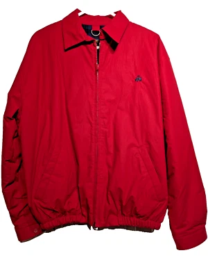 Vintage Brooks Brothers Jacket Men L Red Bomber Zip Logo Fleece Lined - Image 1 of 4