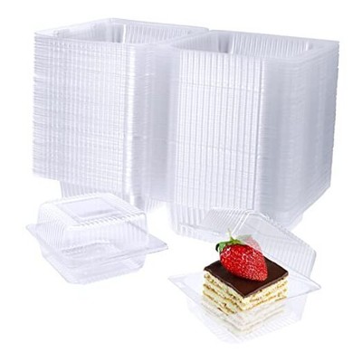 100 Pack Clear Plastic Square Hinged Food Container,Disposable Plastic 100PCS