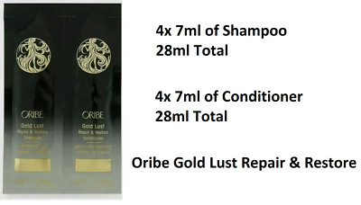 4x Oribe Gold Lust Repair & Restore Shampoo 7ml & Conditioner 7ml Reisegröße