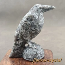 2" Natural Flame's Stone Quartz Crystal Carved Crow Skull Decoration gift 1pc