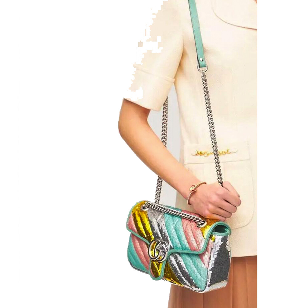New Authentic Gucci 443497 GG Marmont Sequin Shoulder Bag | eBay