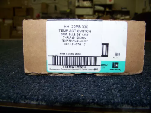 Emerson Temp Act Switch 120/240 V 3/8" X 5.8"  # HH22PB030 New 
