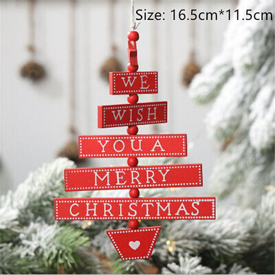 Christmas Wooden Pendant Hanging Door Decorations Xmas Tree Home Party Ornaments 