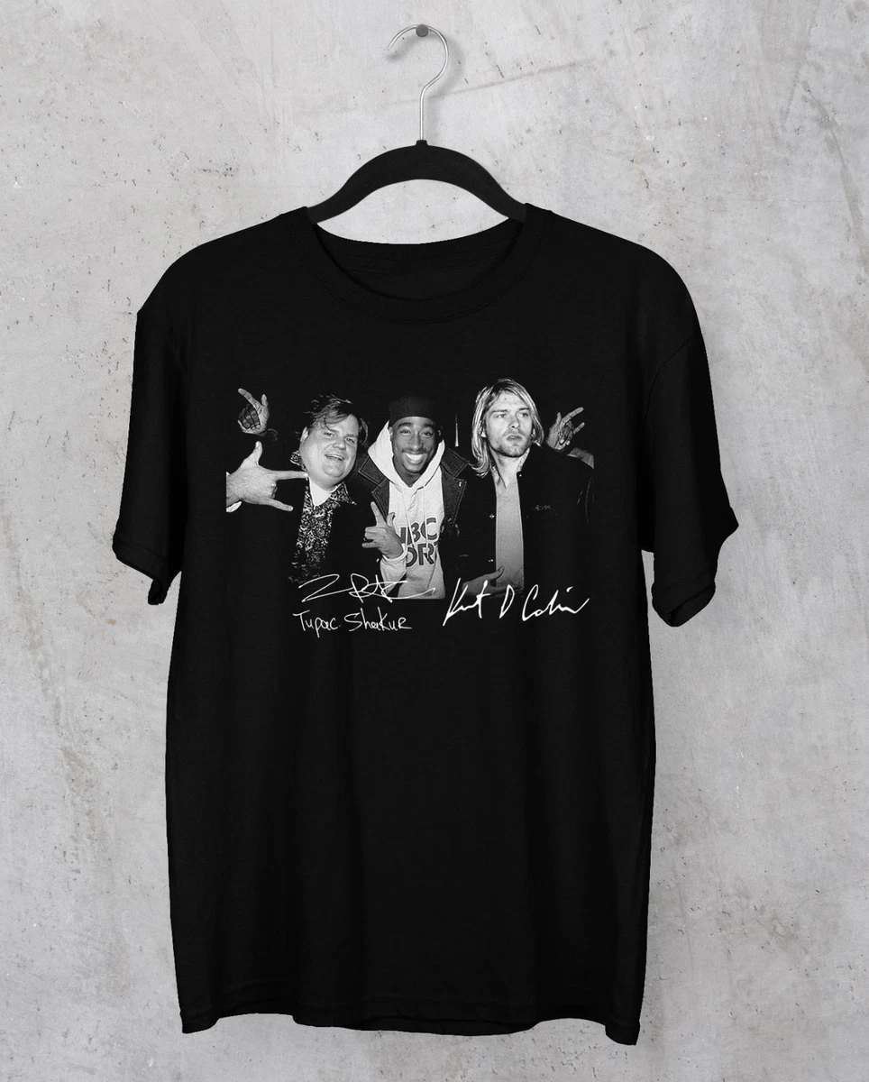 CHRIS FARLEY KURT COBAIN 2PAC TUPAC signature T-shirt Black S-3xl
