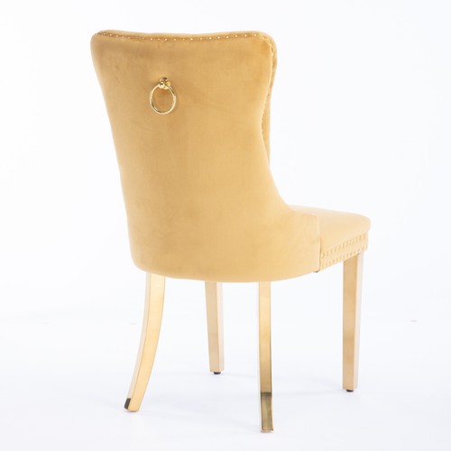 2/4/6/8 Velvet Dining Chair Set Kitchen High Back Chair w/Wood Golden Sliver Leg - Picture 53 of 131
