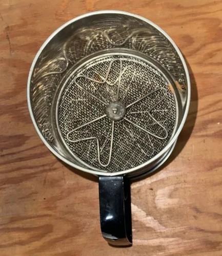 3 SCREEN FLOUR SUGAR SIFTER 3-4 Cups ANDROCK- STAINLESS STEEL VINTAGE - Picture 5 of 6