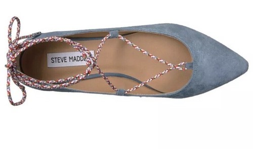 Steve Madden scarpe donna emilie flat blu scamosciato cinturino alla caviglia misura 7,5 - Foto 7 di 8