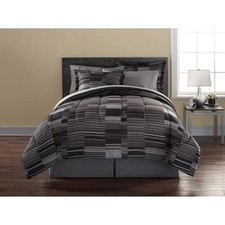Mainstays Digital Stripe Geometric Design Bed in a Bag Complete Bedding Set TWIN
