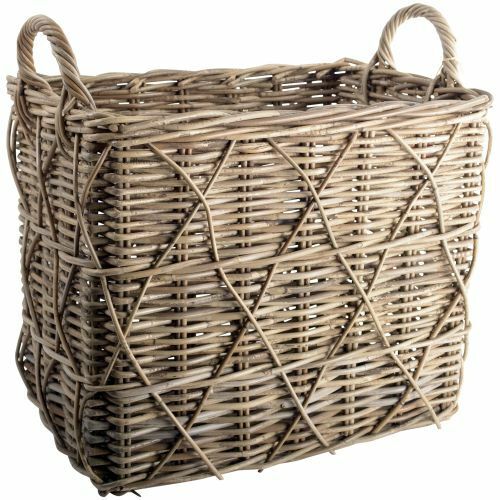 Tall Kubu Basket Log Storage Wood Planter Laundry Bin Blanket Storage Handles - Picture 2 of 2