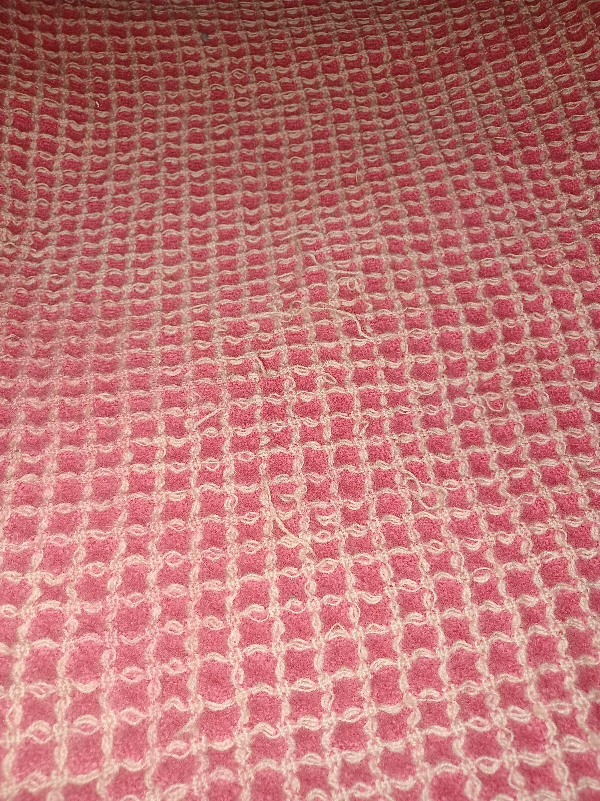 Vintage Single Welsh Wool Waffle Blanket Raspberry Red 48" x 87" A/F eBay