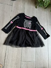 Toddler Girls 12 M Cat Jack Black Skeleton Dress Halloween Costume GlowInDark