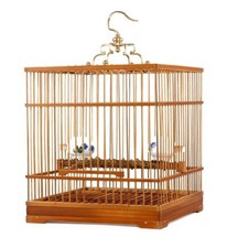 Square Bamboo Bird Cage Chinese Wooden Pet Nest Home
