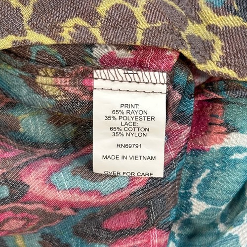 Blusa Campesina Anthropologie Higo y Flor con Encaje Espalda Mujer 2X Estampado Mixto Boho - Imagen 8 de 8