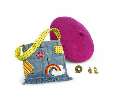 American Girl Ivy ACCESSORIES PURSE COIN BERET EARRINGS as pictured complete