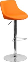 Orange Vinyl Bucket Seat Adjustable Height Bar Stool W/chrome Base Orange Vinyl Bucket Seat Adjustable Height Bar Stool W/chrome Base