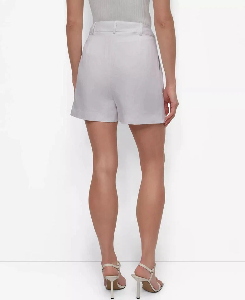 DKNY Women's Shorts Sz 0 High-Rise Pleat-Front Wide-Leg - Image 2 of 4