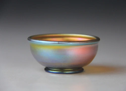 LCT TIFFANY FAVRILE GOLD ROUND FOOTED SALT - HTF SHAPE! RARE!