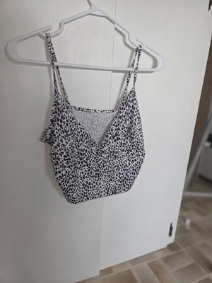 Women's SHEIN White & Black Leopard Print Crop Top S