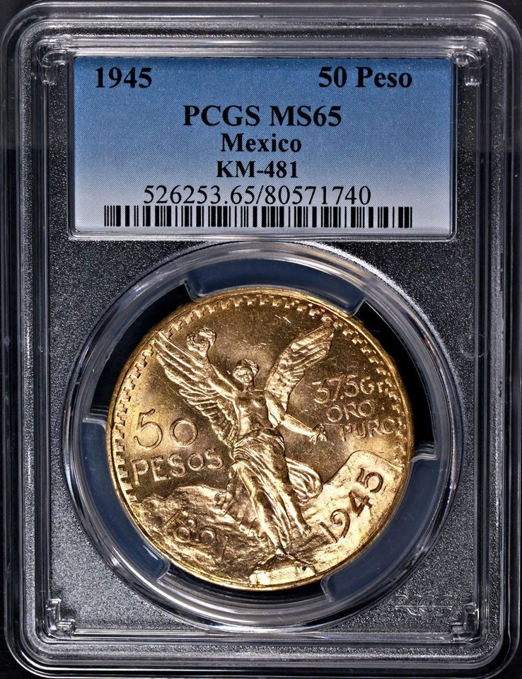 1945 Mexico Gold 50 Peso PCGS MS65 Great Eye Appeal Strong Strike - STOCK - Image 3 of 4