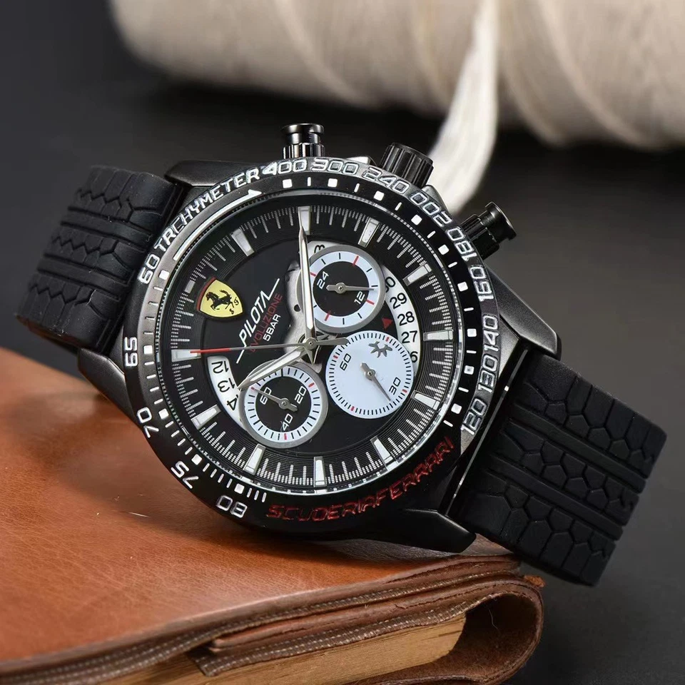 New Men's Formula 1 Scuderia Ferrari 46mm Luxury Chronograph Silicone Watch - Image 2 of 4